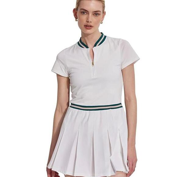 Varley Nora Court Tennis Dress White and Forest Size Medium - Picture 7 of 7